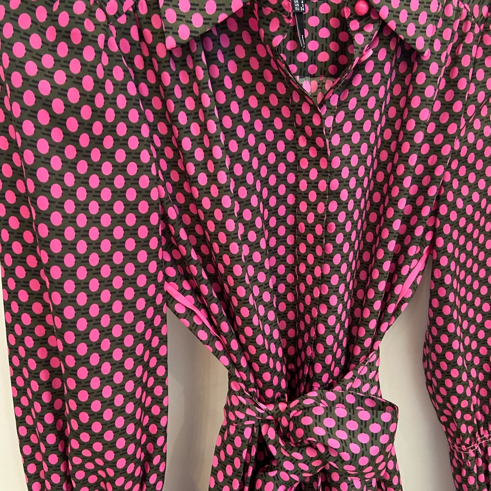 ME+EM, black and pink dots, long sleeve, ruffle, dress, 2 - Picture 6 of 6